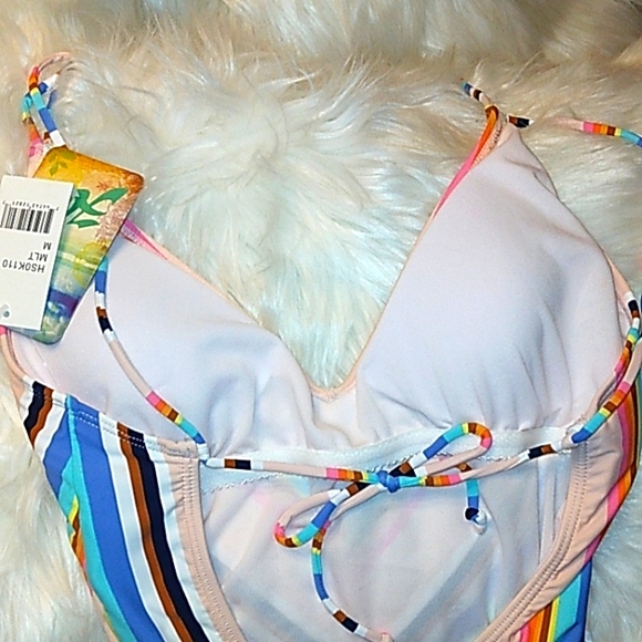 New with tags HOBIE sexy Pink Stripe Low back Surfer Girl Swimsuit Junior Teen - Picture 10 of 16